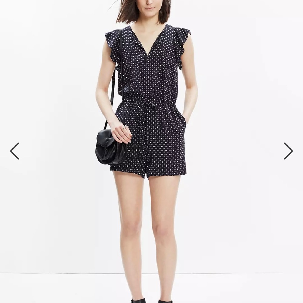 Madewell silk petalplay romper in dotmix Size XS